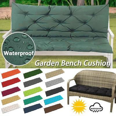 2/3 Seat Thick Garden Bench Seat Cushion Backrest Waterproof Outdoor Bench Pad Replacement Seat Pad