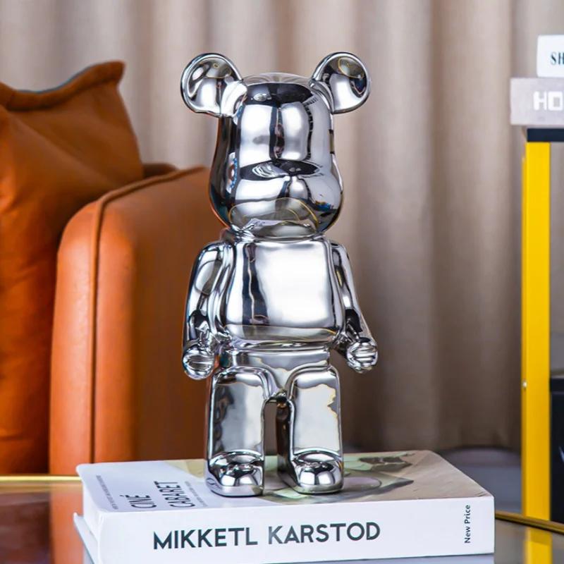 

Delicate Bears Figurines Luxury Ceramics Violent Bear Statue Kawaii Cartoon Bear Sculptures Desk Decoration Home Accessories 20cm