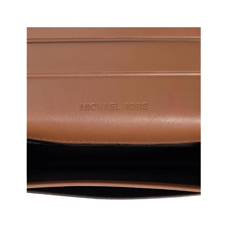 Michael Kors HUDSON Fully Printed Presbyopic Metal Lettering Coated Canvas Card Holder Men's Brown
