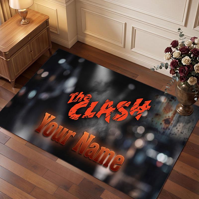 The Cure Personalized Crystal Velvet Carpet, Customized Name Text Soft Anti‑Slip Rug for Living Room Bedroom