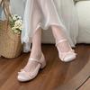 Fashion New Spring Autumn Thick Heel Pink Shoes Elegant Bow Lolita Shoes College Girls High Heels Fashion Women Sandals