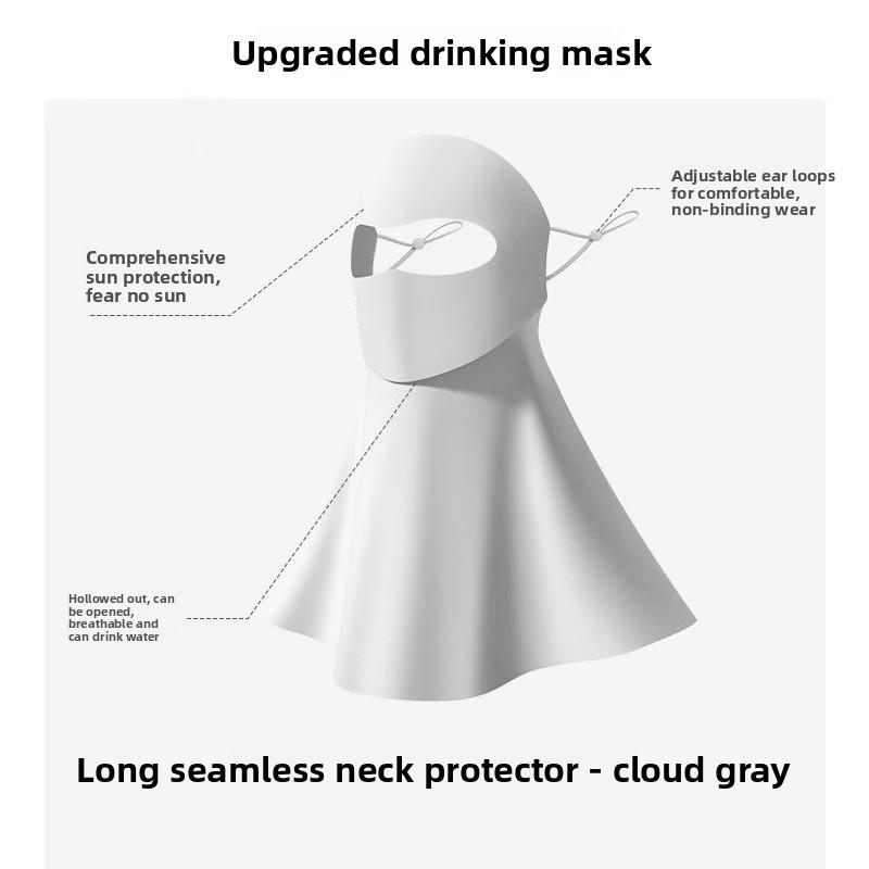 Women Sun Protection Face Mask with Drinking Hole Ice Silk Cooling UV Block Neck Cover for Cycling Outdoor Summer
