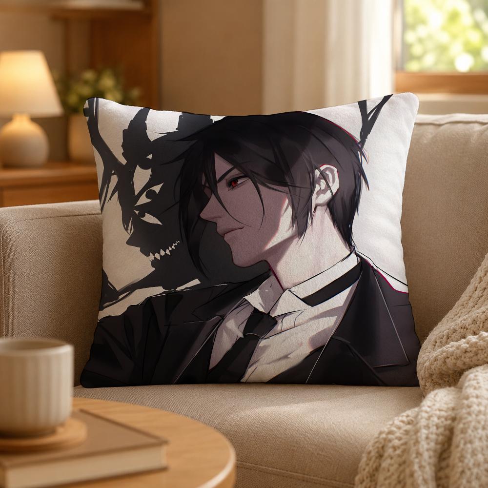 Anime Black Butler Gothic Art Cushion Cover Personalized Short Plush Soft Bedroom Sofa Home Decor Gift