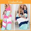 Elegante Vestido Maxi Casual Boho Listrado para Mãe e Filha para Combinações de Roupa