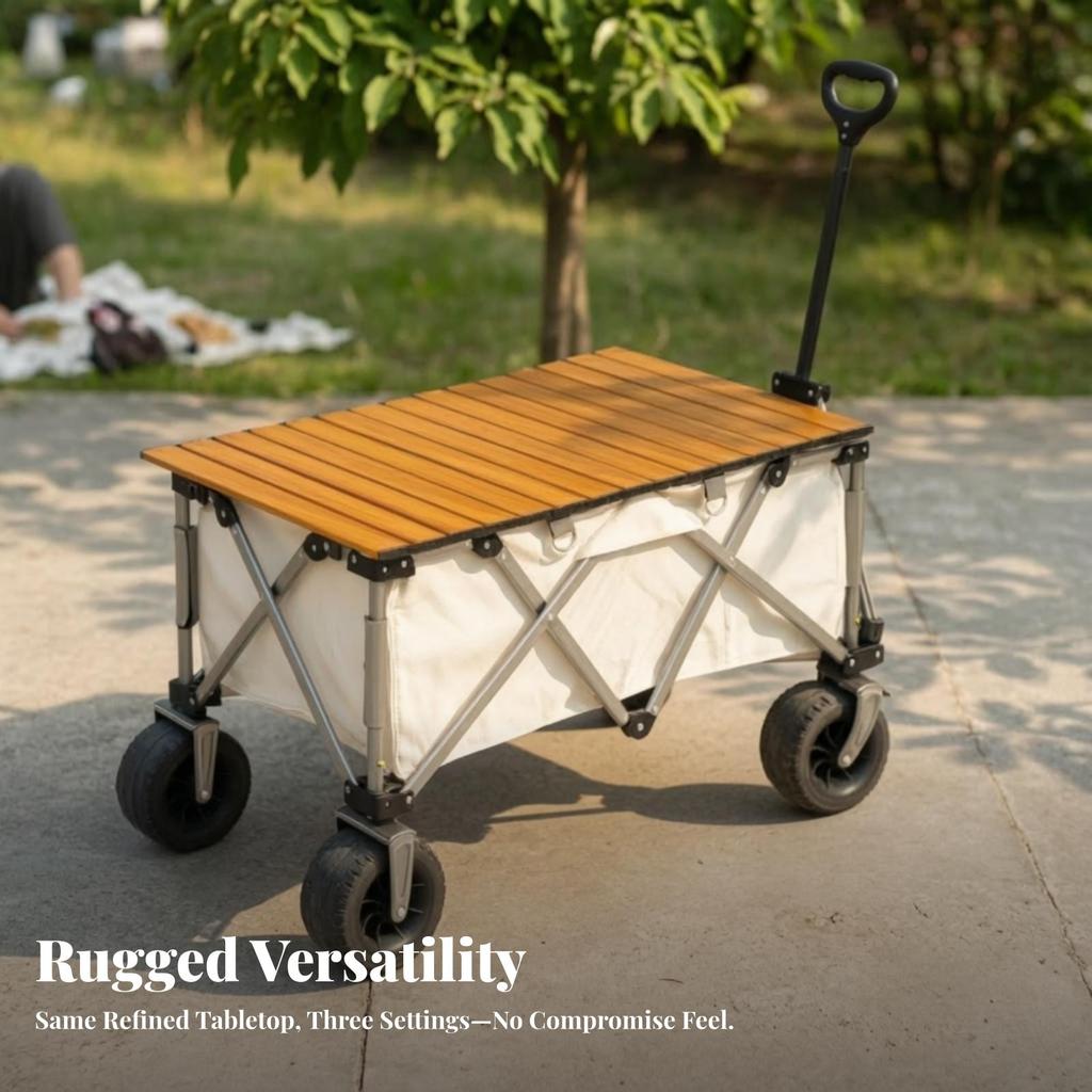 Camping Cart Tabletop Foldable Board Wood-Grain for Stalls, Campers