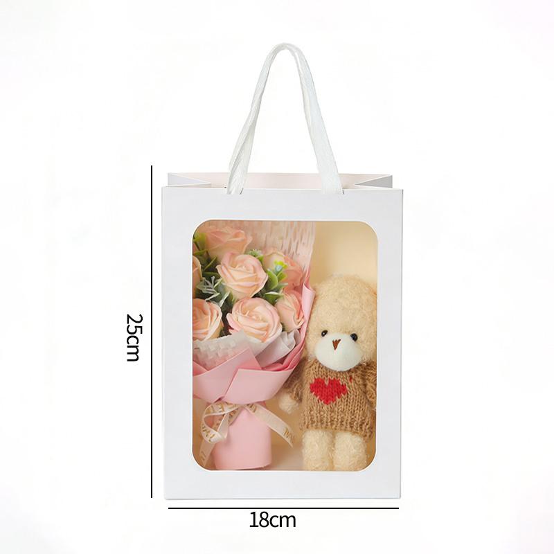Artificial Rose Soap Flower Bear Bouquet Gift Bag Valentine'S Day Wedding Flower Bouquet Lovers Gifts Finished Producted