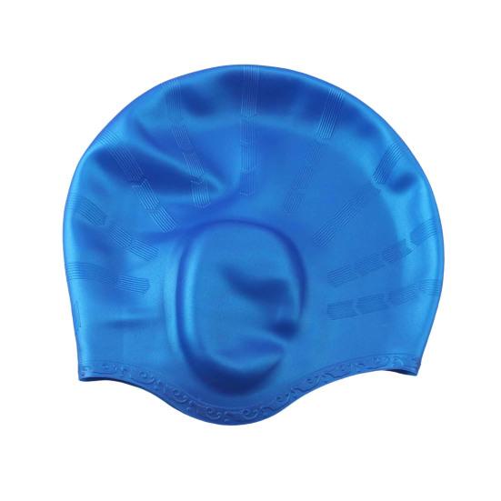 Cuffia da nuoto grande in silicone con protezione per le orecchie 3D, cuffia da bagno antiscivolo e impermeabile per donne e uomini, capelli lunghi/corti