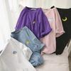 Mode Weer Borduurwerk Casual Los Basic T-shirt Zomer Korte Mouw Eenvoudige T-shirts voor Vrouwen Harajuku Kawaii Grappig Studenten T-shirt