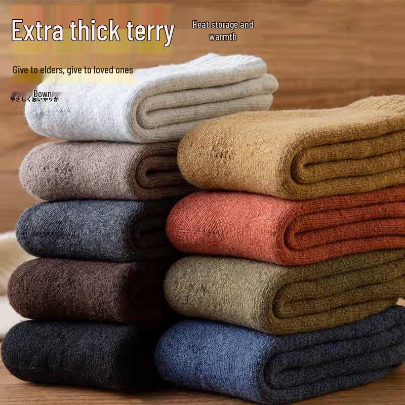 

Warm Thick Cotton Socks: Women s Velvet Mid-Calf Terry & Men s Black Knee-High Towel Socks One Size (Unisex)