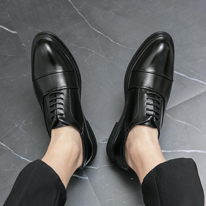 Leather shoes men's summer height increase business dress casual shoes pointed British casual shoes wedding groom small leather shoes
