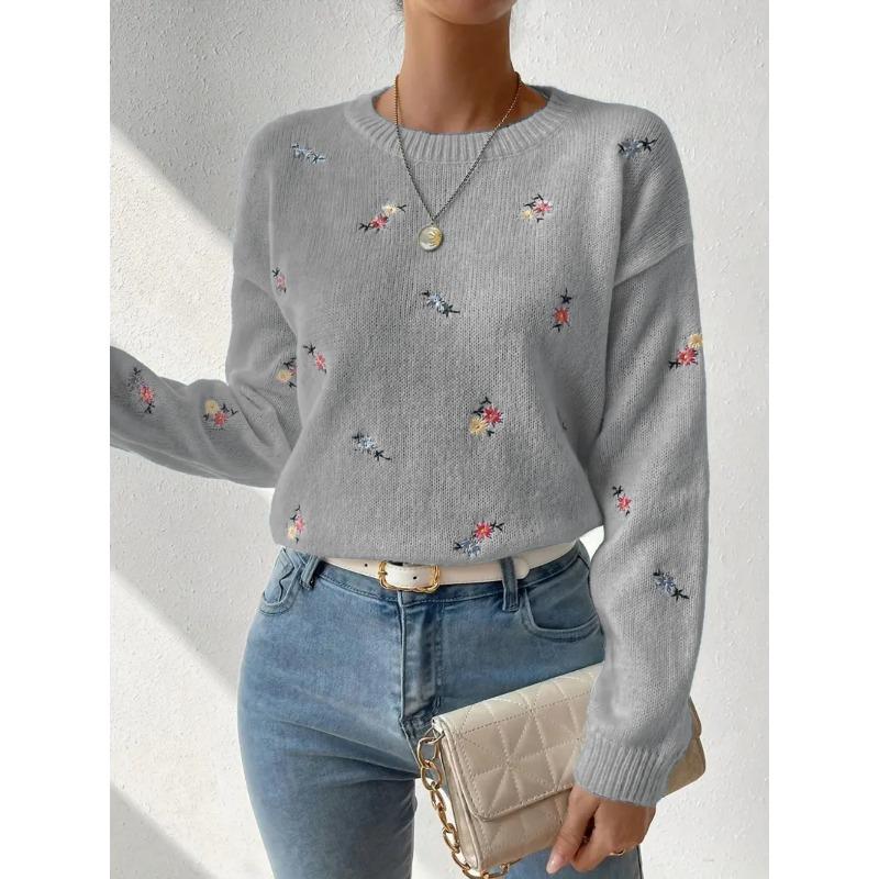 Korean Style Gentle Knitted Sweater Loose Fit Round Neck Pullover Women S Top