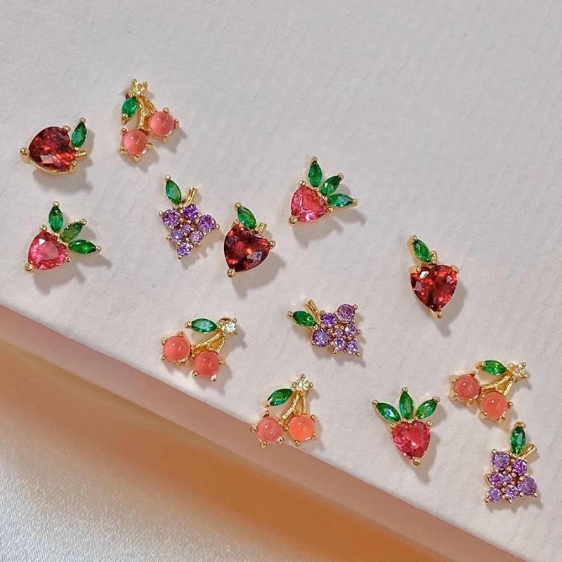 Tropical Fruit Zircon No-Piercing 925 Silver Stud Earrings – Lightweight Luxury Dangles for Women