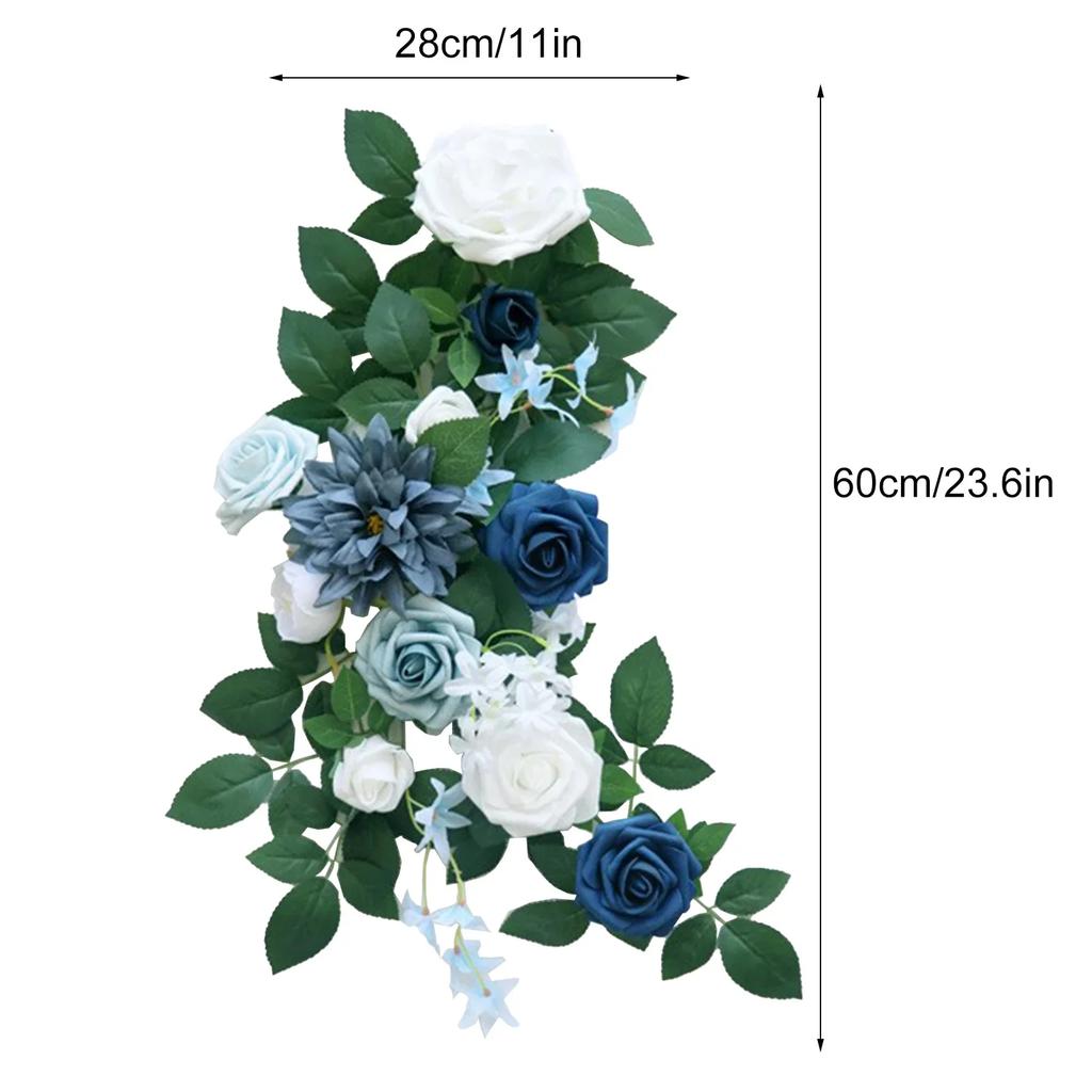 Simulation Rose Chairs Back Pew Flower Garland Arrangement Floral Swags Arch Decor Vine Wedding Aisle Chair Home Decorations