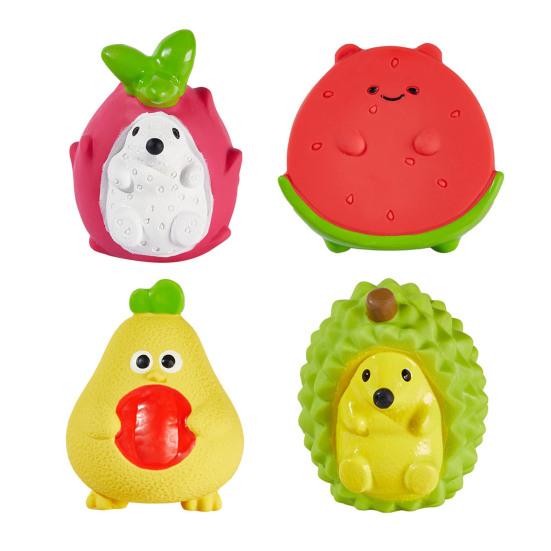 Pet Toy Molar Teeth Guard Soft Tough Chew Toy Cartoon Fruit Animal Design Bite-Resistant Tooth Cleaner Dog Toy with Built-in Sound