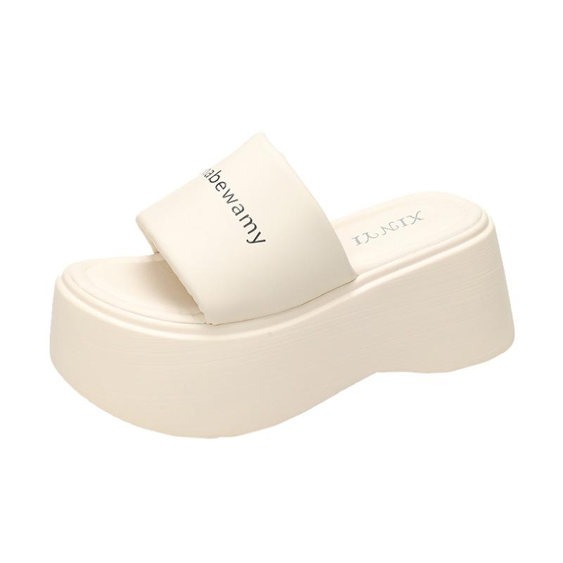 Thick-soled Slippers Women's Fashion Outer Wear In the Summer of 2025 New Versatile Height Increase 8cm Small Muffin One-word Drag