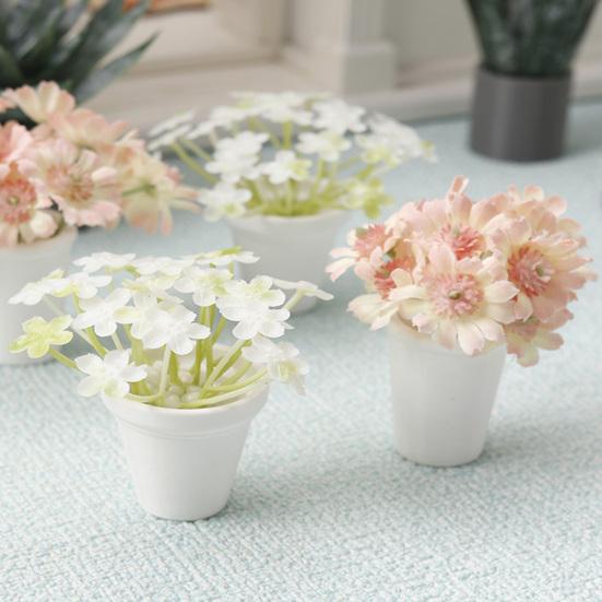 Mini Potted Plant 1:12 Scale Miniature Potted Flowers Tiny Table Centerpiece for Doll Mansion Mini Scene Decor
