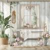 Βίντατζ Φλοράλ Κουρτίνα Ντους Shabby Chic Διακόσμηση Μπάνιου Ρομαντική Cottagecore Αισθητική Σετ Κουρτίνας Τοίχου Παραθύρου Πολυτελές Μπάνιο