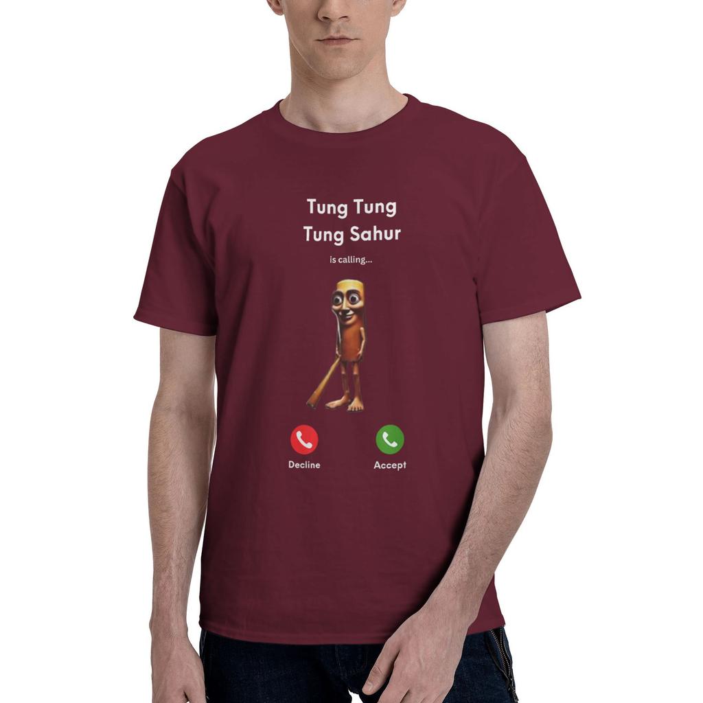 Tung Tung Tung Sahur Is Calling Meme T Shirt for Men Pure Cotton Vintage T-Shirts O Neck  Tees Short Sleeve Clothes Plus Size