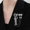 Elegant Rhinestones Star Brooch With Chain Fringe For Women Stylish Accessory for Dresses and Coats Decoration