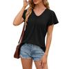 Damen Mode V-Ausschnitt Locker Kurzarm T-Shirt Top