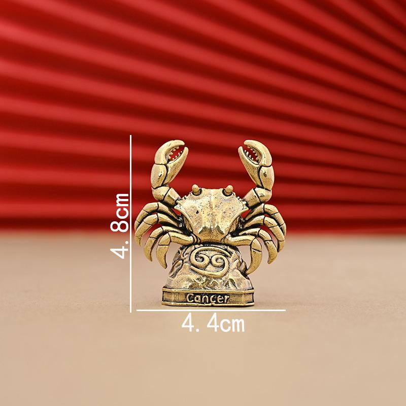 Vintage Brass 12 Constellation Figurines Handcrafted Durable Ornament for Desk Shelf Bedroom Decor Unique Birthday Gift
