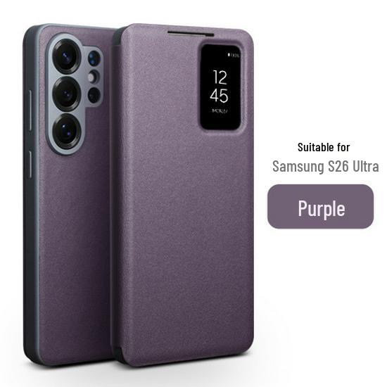 Chali Leather Flip Case with Smart Window for Samsung S26 Ultra