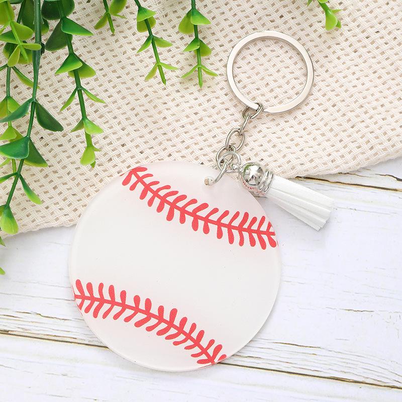 Acrylic Baseball Keychain with Tassel - Women's Sports Style Bag & Car Pendant