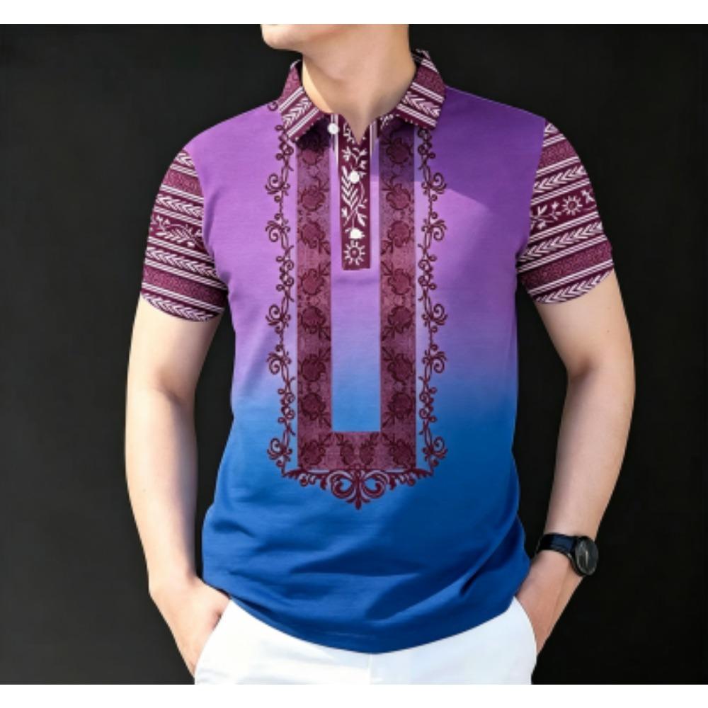 Summer Multi-color Print Polo Shirt Men's Outdoor Street Short Sleeve Tees Top Fashion Home Casual T-shirt Men's and Women's Polo Shirt