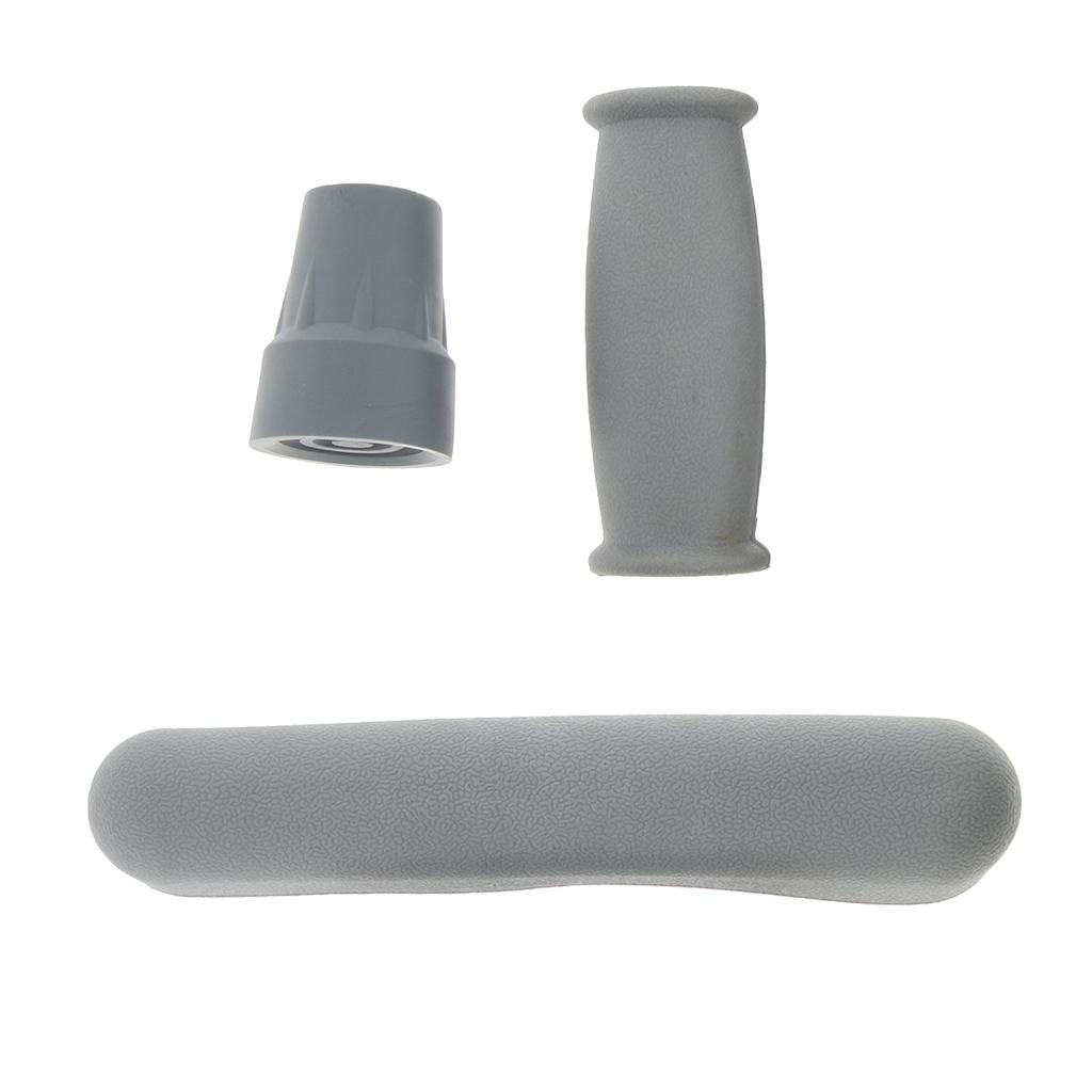 Crutch Accessories Kit - Including Pad, Handle Grip Covers, Tip Cover – Gray