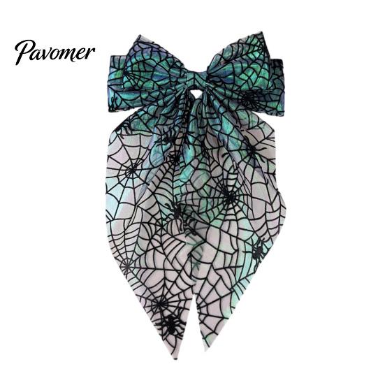 Fashionable Hair Bows for Dates Halloween Bow Clip Women Girls, Spider Web Barrettes Satin Ribbon Clips, Large Bowknot Accessories Cosplay Party