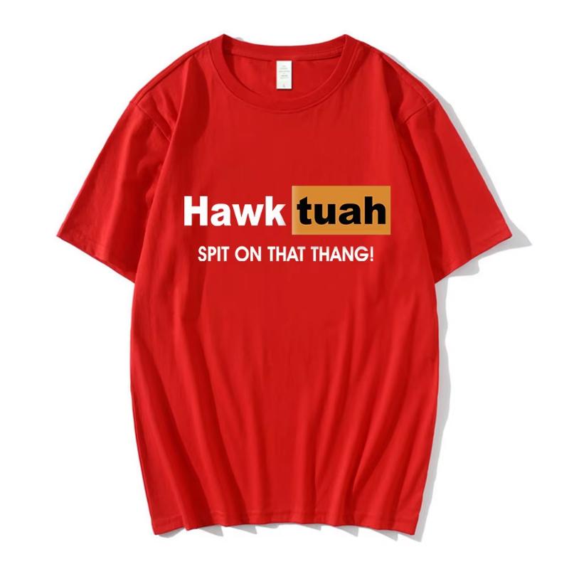 Hawk Tuah Spit on That Thing T Shirt Funny Meme Print T-shirt Men Women Casual Cotton Oversized Short Sleeve T-shirts Streetwear