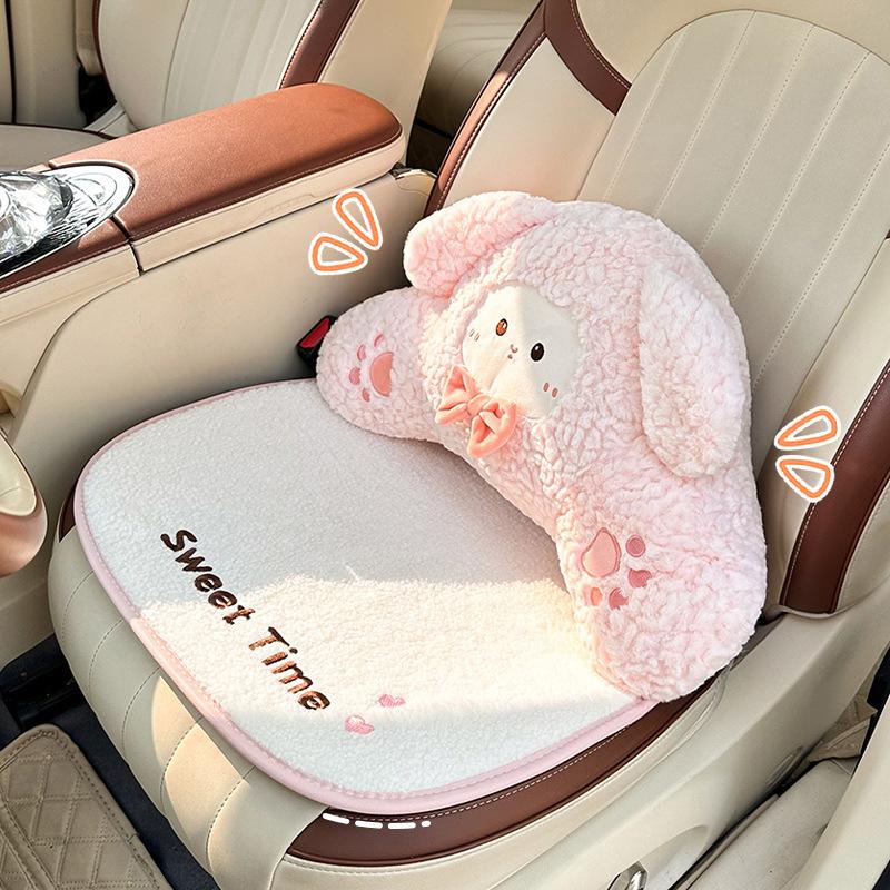 Cute car headrest waist comfortable car neck pillow pillow cartoon creative plush rabbit car waist pillow