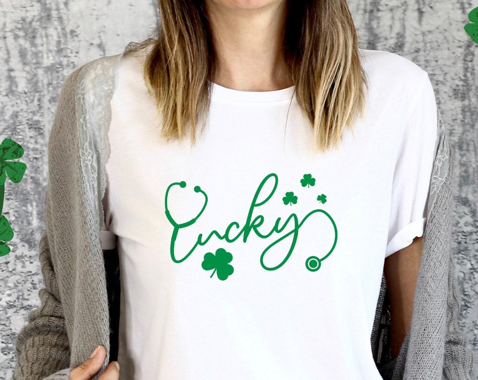 Nurse St. Patrick s Day Shirt | Lucky Nurse T shirt | St. Paddy s Day TShirt for Nurse Women Men | Shamrock Clover Nursing Doctor 2XL