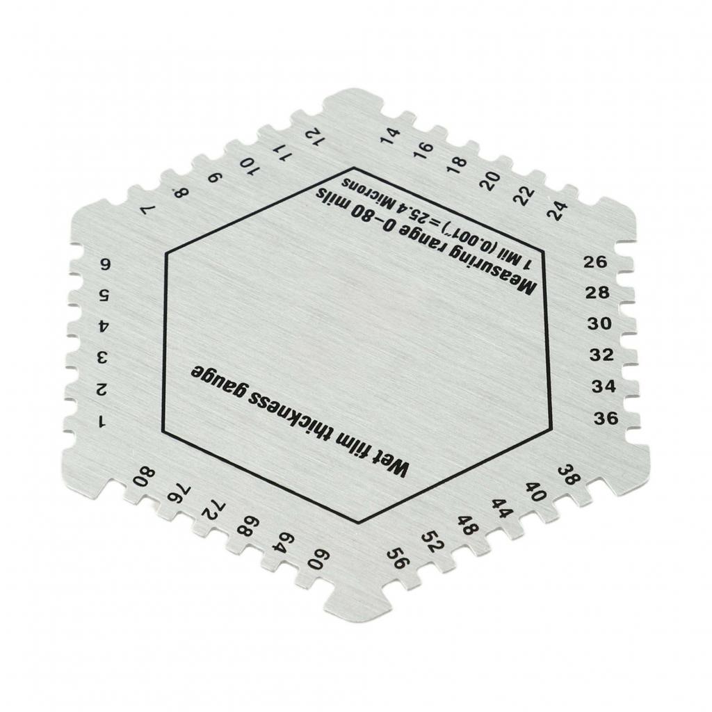 Hexagonal Paint Tool Stainless Steel Gauge Wet Film Comb