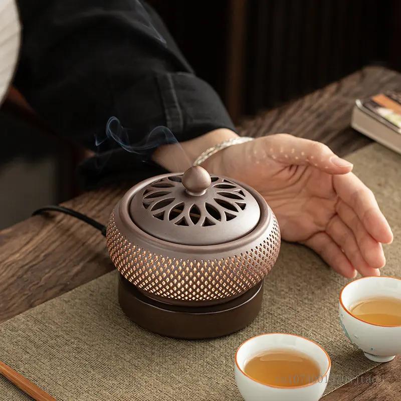 Electronic Aromatherapy Furnace Temperature Heating Ceramic Aromatherapy Furnace Essential Oil, Small Night Light Incense Burner