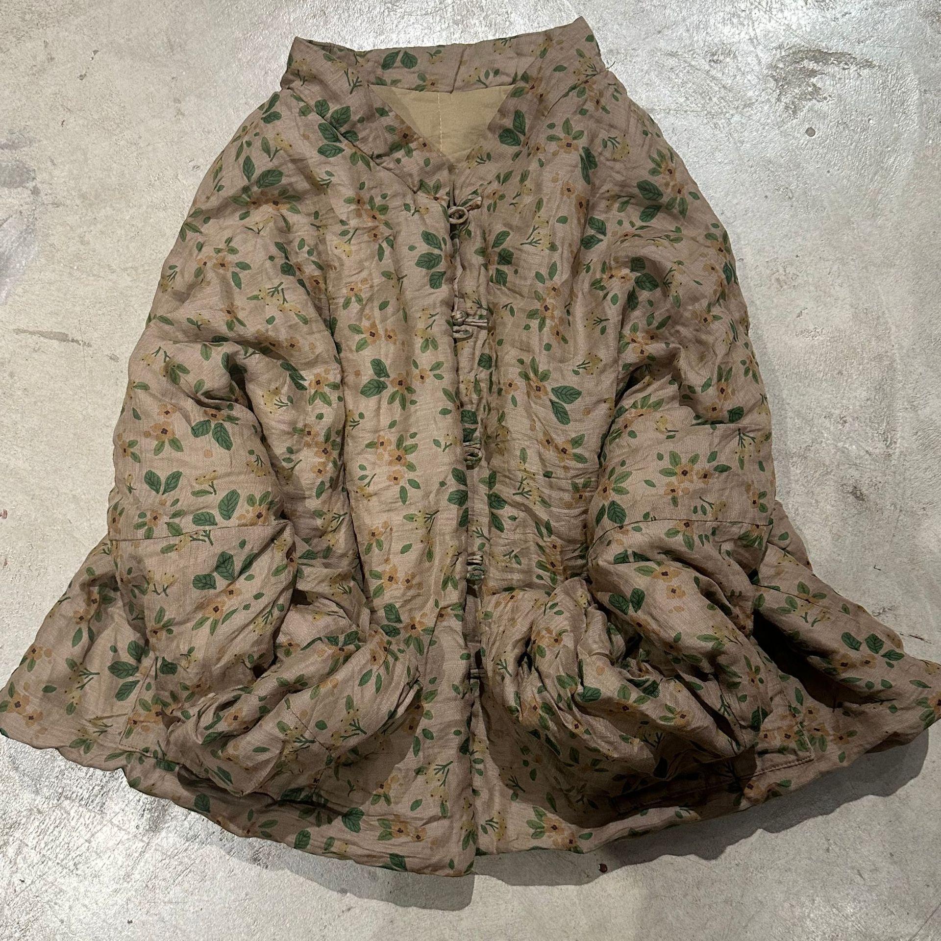 

Johnature Принт в винтажном стиле с длинными рукавами для женщин, зимнее однобортное повседневное пальто в китайском стиле в стиле ретро