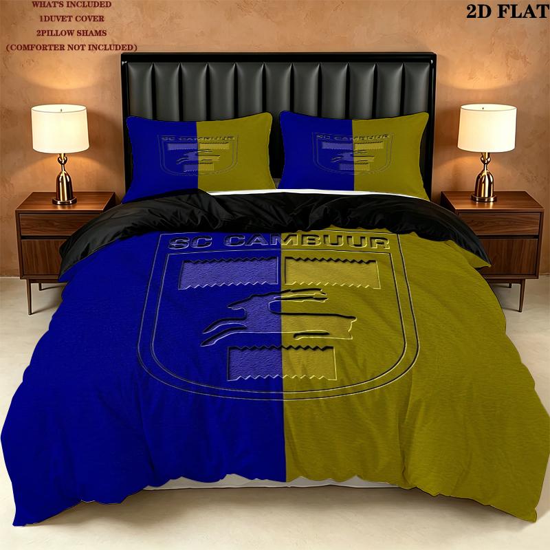 Sc Cambuur Pattern Bedding uilt Set uilt Cover Pillowcase Home Decoration Birthday Gift (1 * duvet cover + 2 * pillowcase without core)