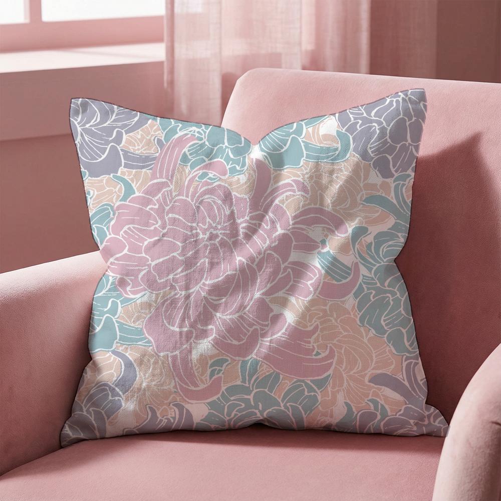Dahlia Flower Pattern Cushion Cover Multi-Scene Pillow Cover for Home & Car - Reversible, Soft & Durable for Daily Use
