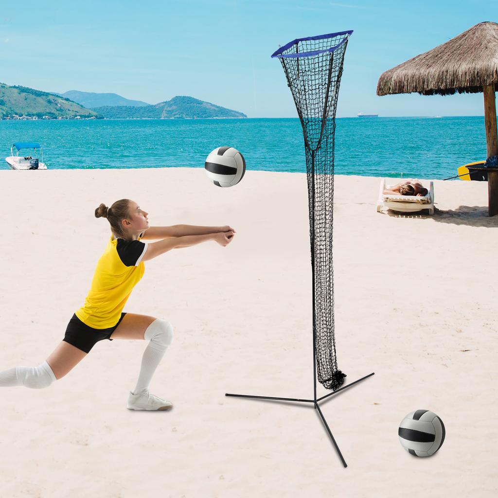 Sistem de Plasă pentru Antrenament de Volei, Înălțime Reglabilă 225-330cm, Cadru Plasă de Antrenament cu Control al Unghiului, Echipament Portabil de Volei