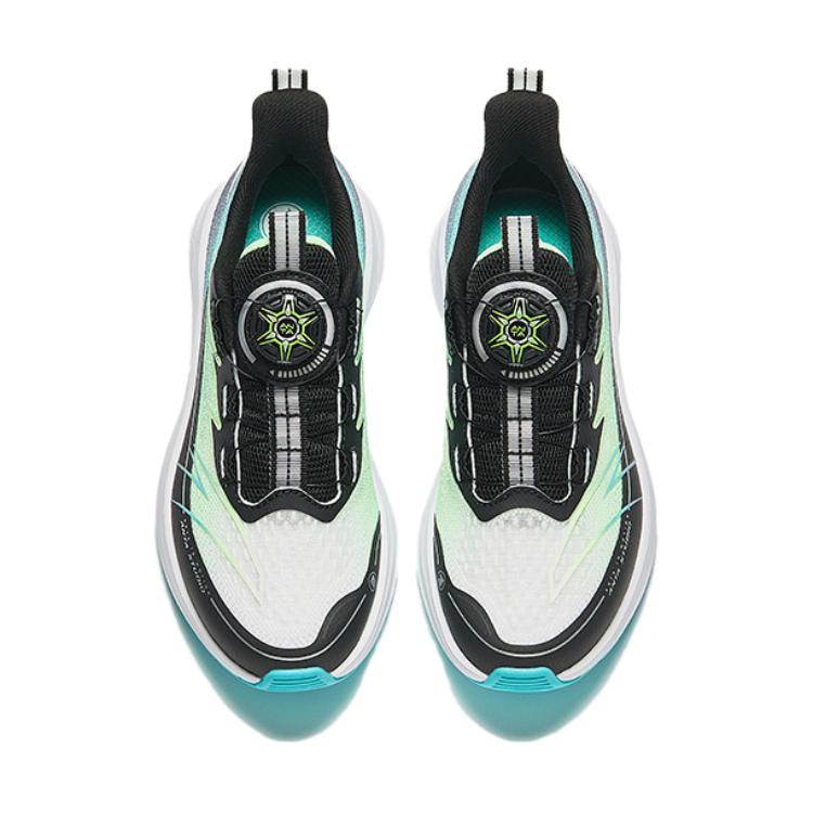 Anta Kids Synthetic Leather Fabric Shock Wave Non-Slip Wear-Resistant Low-Top Running Shoes Kids sneaker Black Green A12435507-2