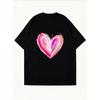 White T-Shirt With Pink Heart Print For Casual Wear