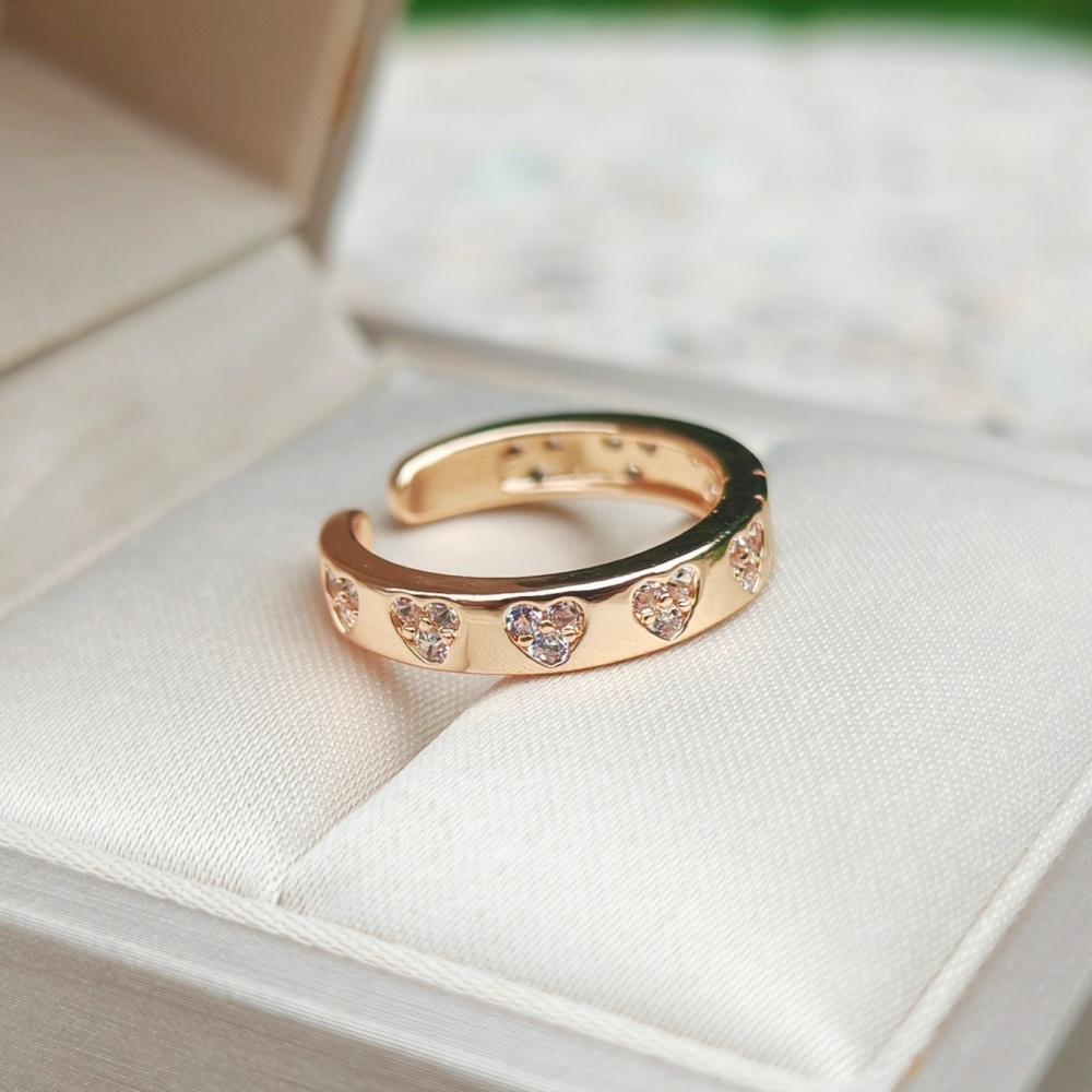 1 Piece Fashion Colorful Zircon Heart Shape Opening Adjustable Rings for Women Stackable Ring Jewelry Wedding Party Accessories