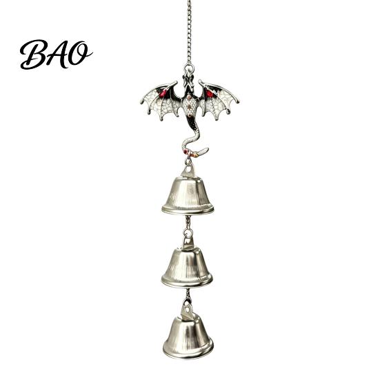 Entrance Door Hanging Retro Dragon Bells, Metal Flying Wind Chime, Rustic Christmas Home Decor Fantasy Outdoor Garden Ornament for Patio Porch