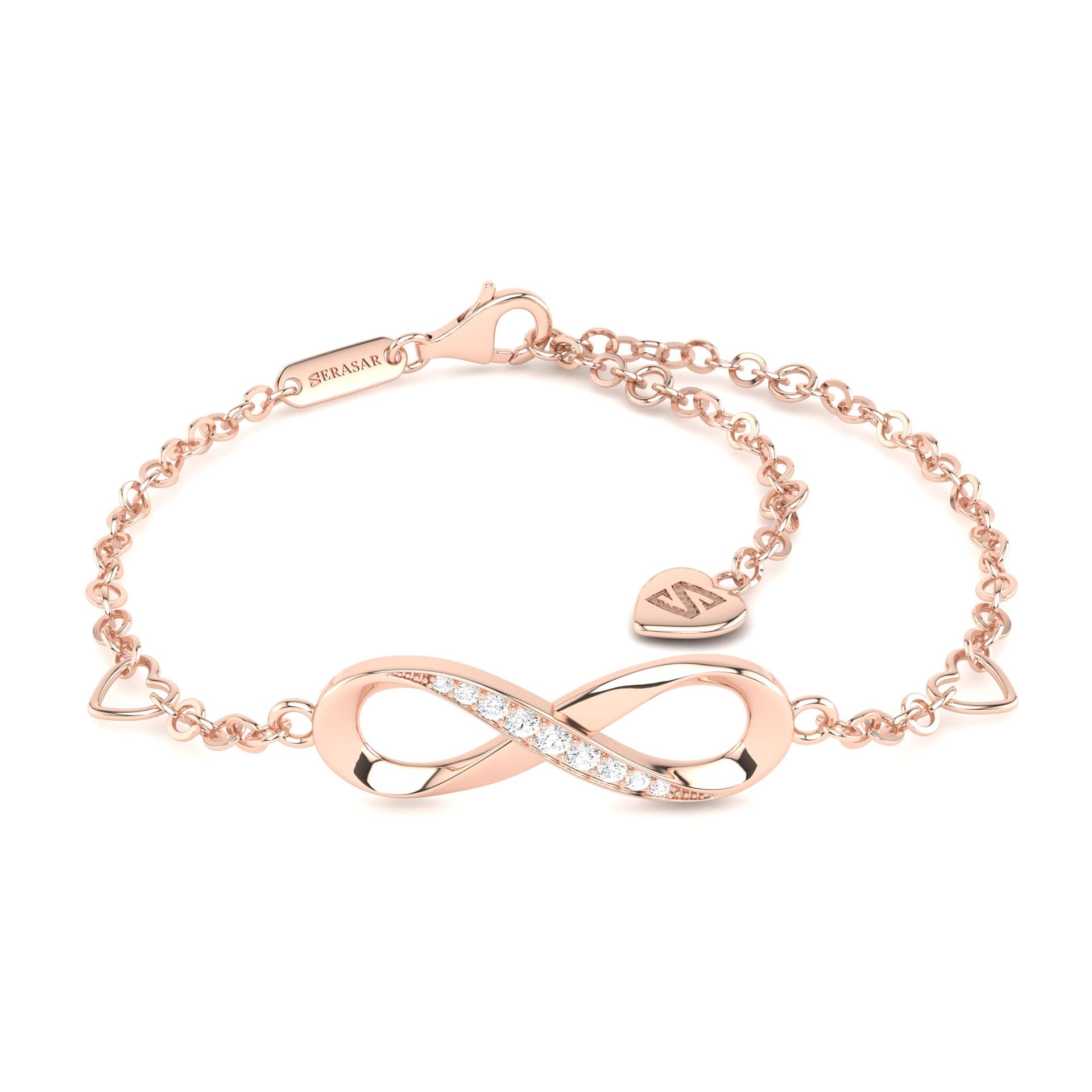 

Silver Bracelet Jewelry 925 Sterling Silver 18 Carat Rose Gold Chain Girls Bracelet Girls Chain Bangle Gift Idea Day Anniversary Birthday Gift For