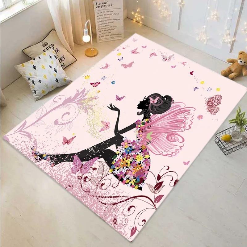 Pink Children's Hopscotch Boy and Girl Cartoon Game Carpet Kindergarten Early Education Baby Crawling Mat Non-slip Mat Home