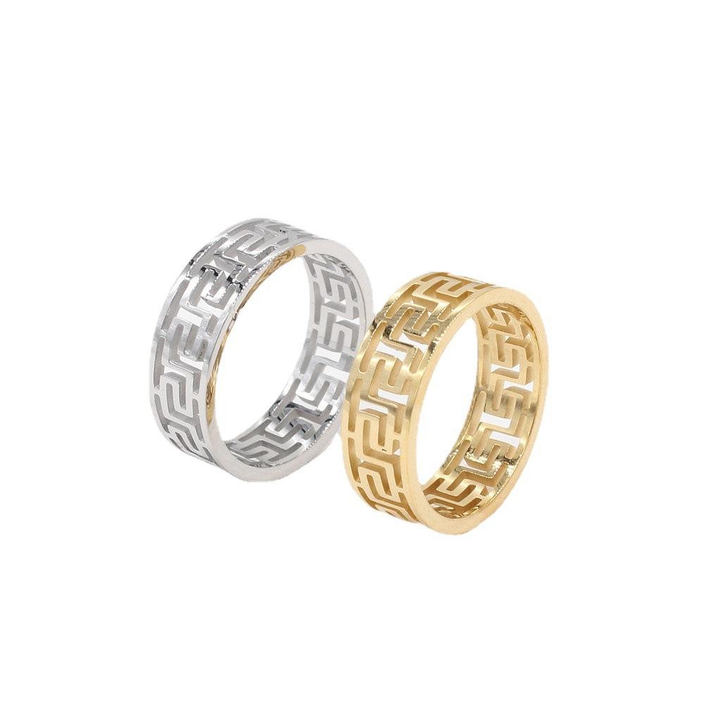 2026 Jewelry, European and American Fashion Simple Great Wall Pattern Men's Jewelry Accessories Ring Ring
