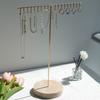 T-shaped Earrings Ring Necklace Watch Jewelry Shelf Jewelry Organizer Stand with Wood Base Modern Metal Storage Rack Hanger