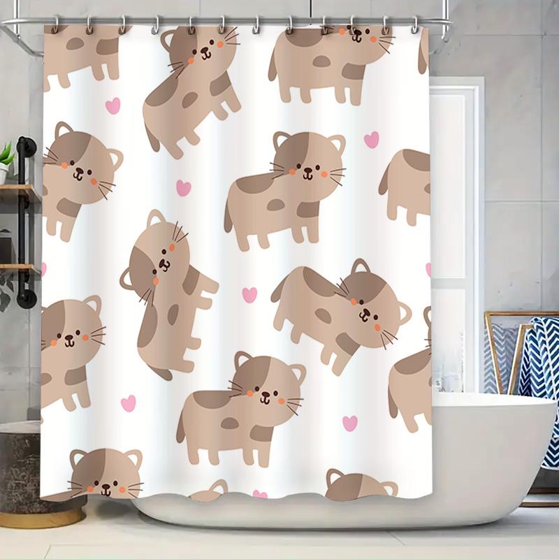 

Cute Cartoon Cats Printed Shower Curtain Waterproof Bathroom Decoration For Home Decor In Kitchen Dining W60H190(CM)-1 Pcs