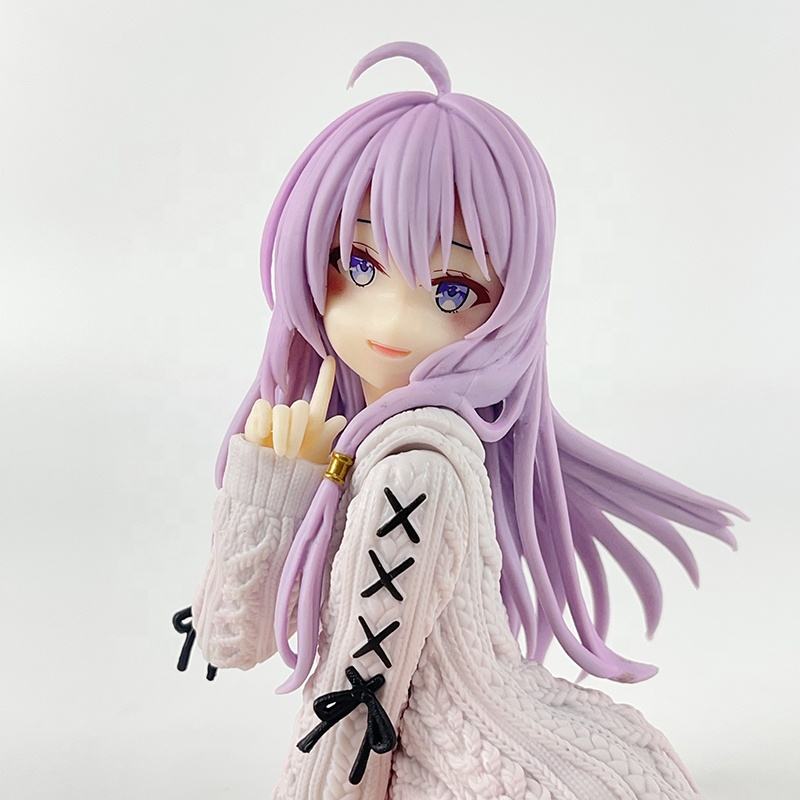 10cm Anime Witch Journey Flying Sweater Sitting posture Ilena Cute Girl PVC Doll Collection Model Doll Desktop Decoration