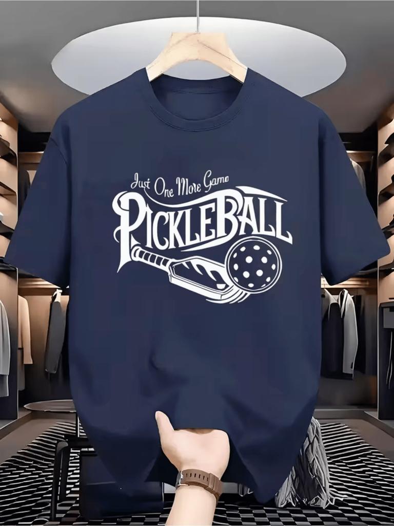 Just One More Game Pickleball T Shirt Unisex Unisex Pickleball Racket Ball Funny Sport Lover Print Short Sleeve Cotton Street Tops